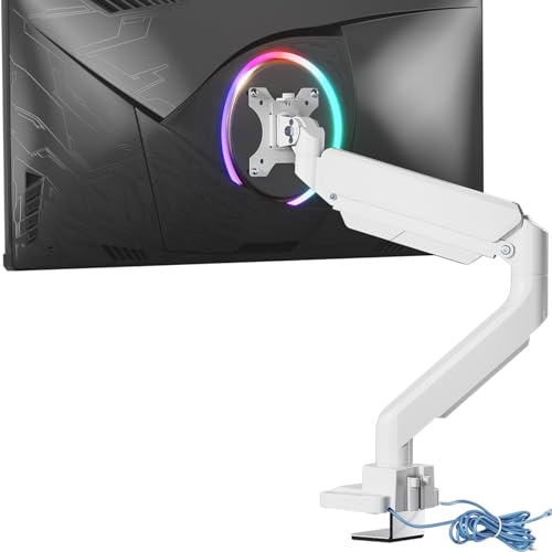Image of WALI Ultrawide Monitor Arm for 13 to 49 Inch Heavy Duty Curved Screens, Adjustable Single Monitor Desk Mount with 2 USB 3.0 Ports, Holds 33 lbs, 75x75 /100x100 VESA, White (GSMU001-W)