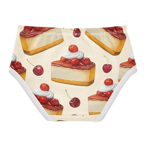 Red Cherry Cheesecakes Beige Little Girl Panties Girls Underwear Toddler Cotton Personalized Underpants Briefs 2t2
