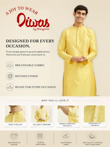 Image of DIWAS BY MANYAVAR Men's Art Silk Jacquard Weave Kurta (1pc)