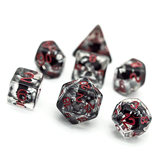 Image of cusdie 7-Die DND Dice, Polyhedral Dice Set Filled with Animal, for Role Playing Game Dungeons and Dragons D&D Dice MTG Pathfinder (Bat)