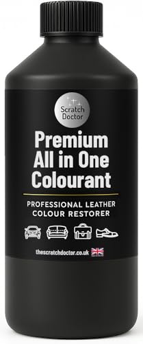 Scratch Doctor All in One Leather Colourant Self Seal Leather Dye Repair Paint for Furniture, Sofas, Car Seats (Black, 250ml)