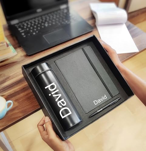 Image of Personalised 3 in 1 Corporate Gift Set which Includes Diary,Bottle & Metal Pen. Personlised Gift Set On Rakhi, Employee of The Month, Personalised Corporate Gift for Clients.