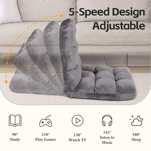 SUPER DEAL 14-Position Folding Floor Chair Gaming Sofa Cushioned Padded Reclining Bed Lounge Couch Seating for Comfy Reading, Reading, Gaming, Relaxing, Watching TV
