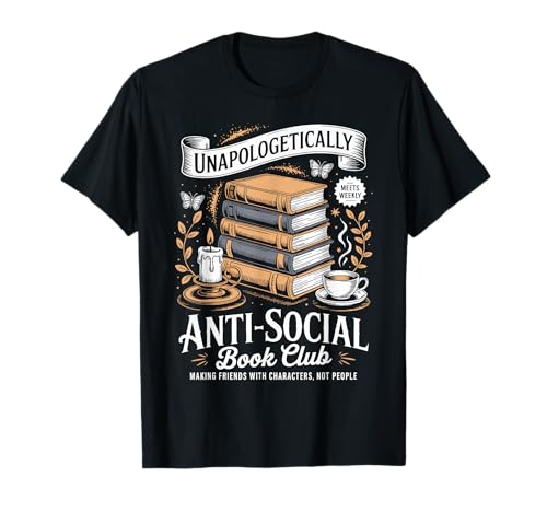 Anti-Social Book Club Reading Coffee & Candle Cottage Goth T-Shirt