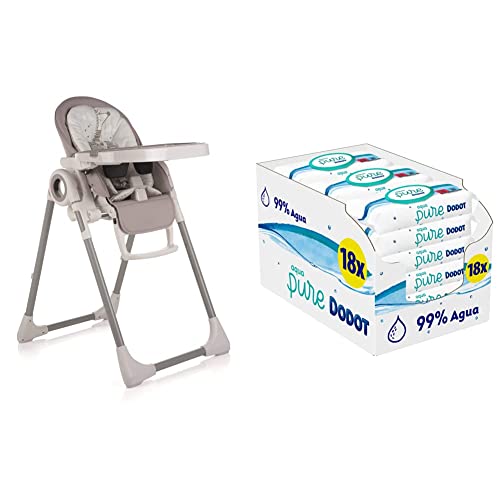 Jané Kosmic Trona Alta Compacta, Plegable, Polipiel, de 0 a 3 años & Dodot Toallitas Aqua Pure para Bebé, 99% Agua, 864 Toallitas, 18 Paquetes (18x48)