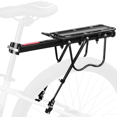 Dromzen Porte Bagage Vélo Arrière, Porte Bagage VTT Réglable, Porte Bagages Velo Arrière avec Réflecteur, Vélo Accessoires pour Vélos de Course, Vélos de Ville,...