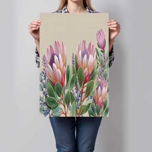 Toile protea rose pour embellir un mur vide grand poster aesthetic botanique 60x90 cm sans cadre