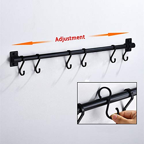 Image of Plantex Stainless Steel Cloth Hanger Wall Mounted with Hanging Hooks /Hook Rail for Bathroom /Cloth Hanger for Wall - Kitchen Accessories (Black)