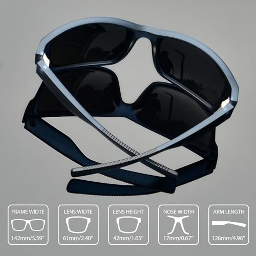 Image of Joopin Rectangle Sports Sunglasses Polarized UV Protection Shades for Men | Wrap Around Sun Glasses, Trendy Plastic Frame, TAC Lens, Safety, Driving, Running, Fishing, Cycling, Hiking