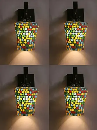 ONECYA ROYAL FANCY Round Wooden Wall Light/Wall Hanging Lamp for Bedroom, Pendant Light Indoor and Outdoor Electric (Pack of 4) Downcya0146