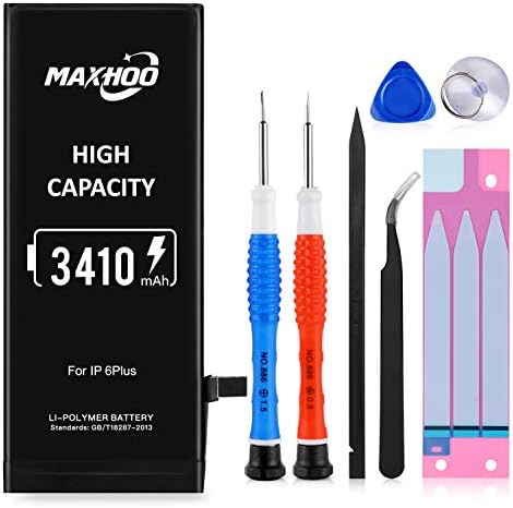Maxhoo Battery for iPhone 6 Plus, 3400mAh High Capacity Replacement Battery 0 Cycle, Professional Full Set Tool Kits with Instruction -[2 Year Warranty]
