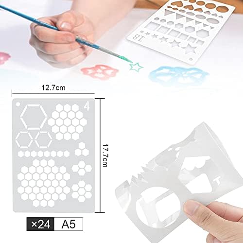 CODIRATO 24 PCS Journal Stencils Bullet Plastic Bullet Stencil Journal Stencils Planner DIY Templates Reusable Painting Stencils Calendar Drawing Craft Templates for Notebook, Diary, Scrapbook