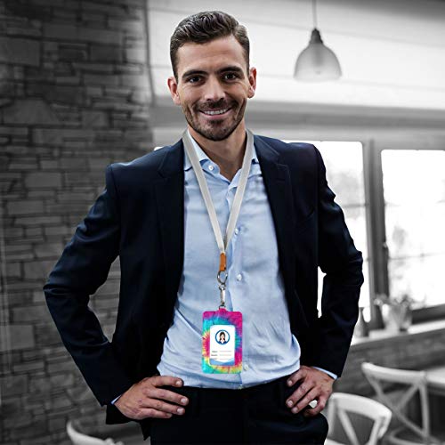 Zzaeo Badge Holder With Lanyard, Pu Leather Id Credit Card Case For Students Workers (Tie Dye) #TOP5