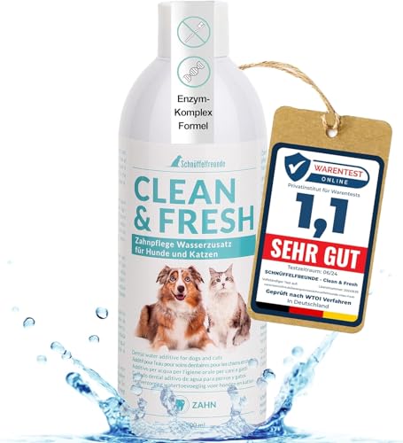 Schnüffelfreunde Additivo per Acqua per l'igiene Orale di Cani e Gatti | Alito frescho e Denti sani - Aiuta a prevenire placca e tartaro - 500ml (Classic)