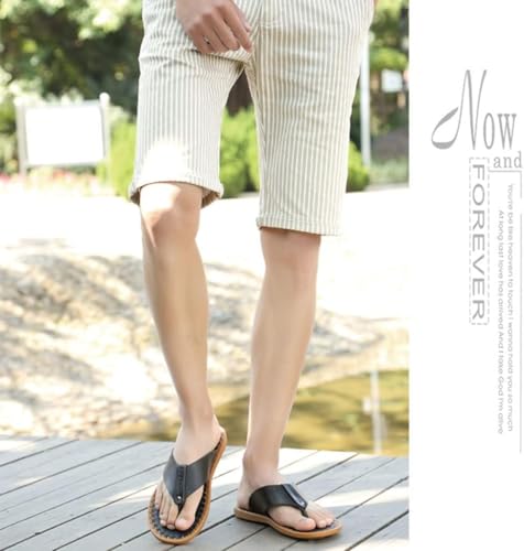 Sandales pour hommes en cuir noir taille 43 avec support de voûte plantaire - 6