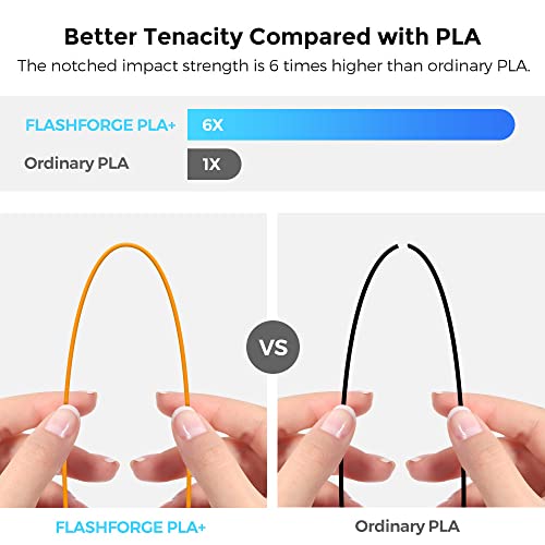 Image of FLASHFORGE 3D Printer Filament, PLA PRO Filament 1.75mm, 1KG Spool (2.2lbs), Dimensional Accuracy + /- 0.02mm for FDM 3D Printers, Better Tenacity & No Knotting (Orange)