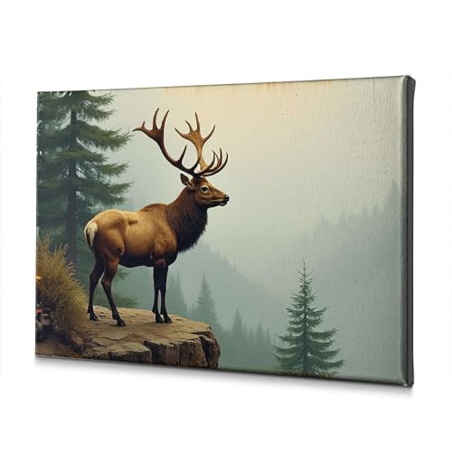 Tableau élan décoration murale forêt pour salon et salle de bain