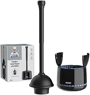MR.SIGA Toilet Plunger with Holder, Black