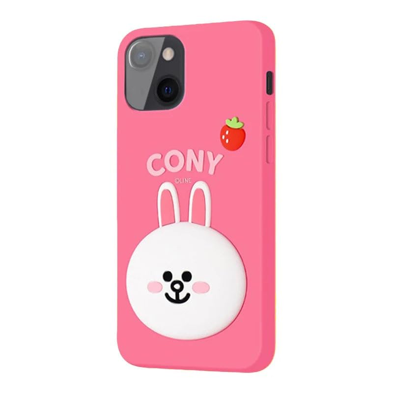 Image of COVERLY for iPhone 15 Pro Max 3D Line Friends Cony Cartoon Case,Premium Silicone Case Pink Candy with Phone Holder Cool Full Protective Cute Kawaii Aesthetic Cover for Apple iPhone 15 Pro Max