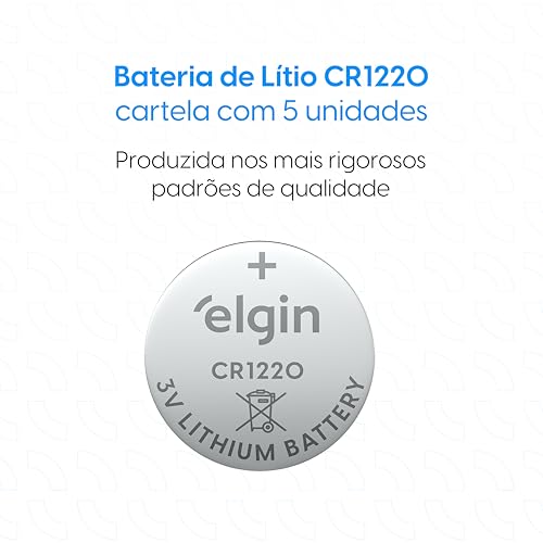 Bateria de litio CR1220 cartela com 5 unidades 3v Elgin, Elgin, Baterias