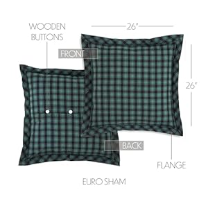 VHC Brands, Pine Grove Euro Sham Cover, Green, 26x27 VHC Brands Pine Grove Euro Sham Cover Green 26×27