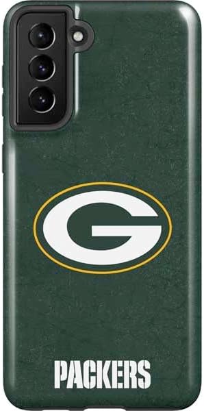 Skinit Pro Phone Case Compatible with Galaxy S21 FE - Officially Licensed NFL Green Bay Packers Black & White Design