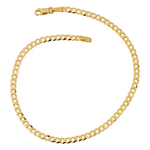 Kooljewelry 10k Yellow Gold 2.7 mm High Polish Curb Link Bracelet (7 or 8 inch)