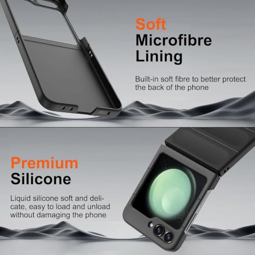 Image of ShieldTech AirGuard Series Back Cover Case for Samsung Galaxy Z Flip5 5G | Microfiber Lining | Airbag Cushion Drop Protection | Silicone Cover Case - Black for Samsung Galaxy Z Flip5 / Flip 5 5G