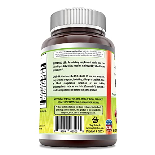 Amazing Omega Krill Oil With Omega 3S Epa, Dha, Phospholipids And Astaxanthin 1000Mg Per Serving 60 Softgels Supplement | Non-Gmo | Gluten Free #TOP2