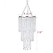 FlavorThings Modern Chrome Beaded Hanging Chandelier (W10.25 x H20”)，3 Tiers Beads Pendant Shade, Ceiling Chandelier Beaded Lampshade with Acrylic Jewel Droplets (Crystal Iridescent)