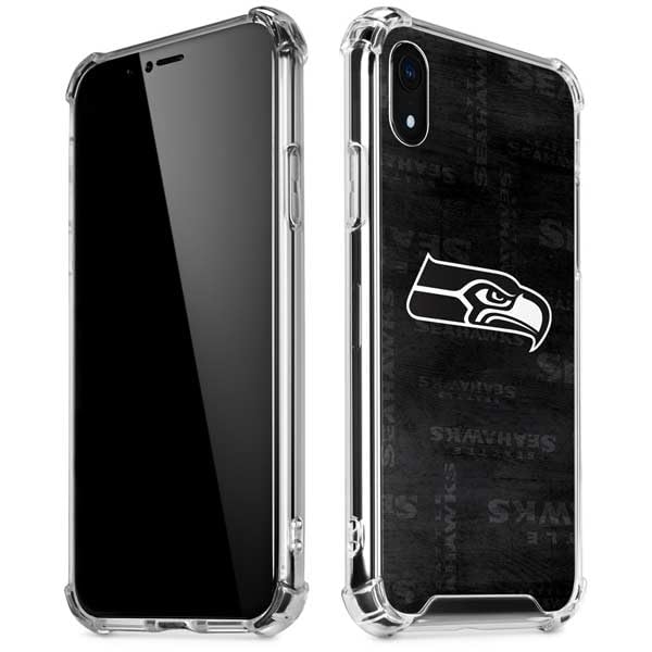 Skinit Clear Phone Case Compatible with iPhone XR - Officially Licensed NFL Seattle Seahawks Black & White Design