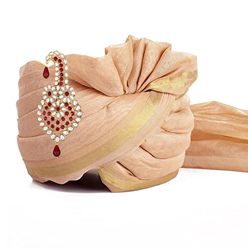 Image of Mahi Maroon and White Crystals Kalangi Brooch for Groom /Men (KL1001002G)