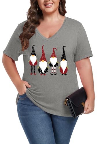 Image of ForHailey Women's Plus Size Short Sleeve Tee Shirt V Neck Basic Ladies Loose Fit T Shirt 1X-5X