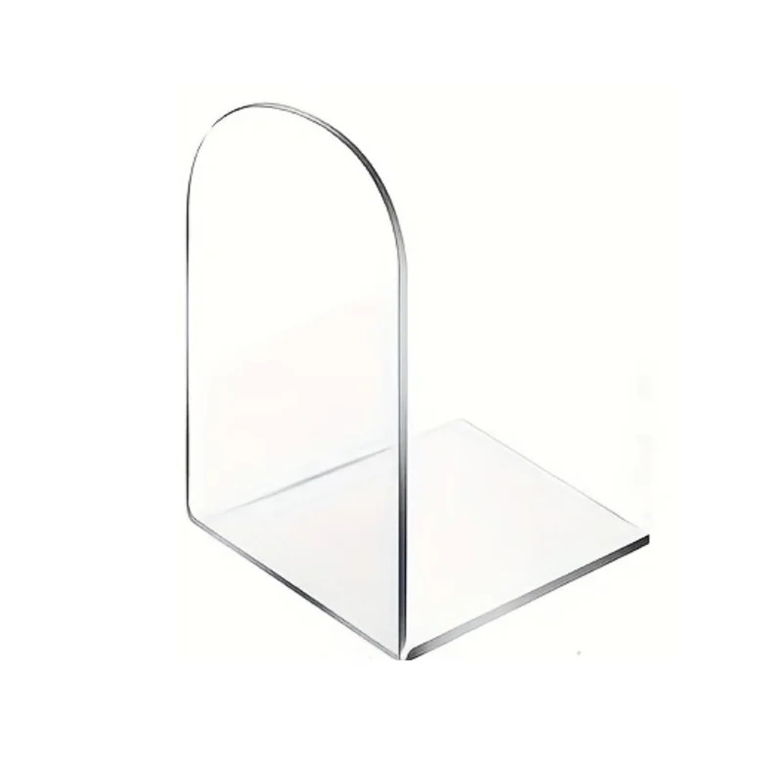 Desktop Bookends 2pcs L-Shaped Bookshelf Transparent Acrylic Desktop Decorative Display Stand Storage Rack Bookend School Stationery for Home Office School Library