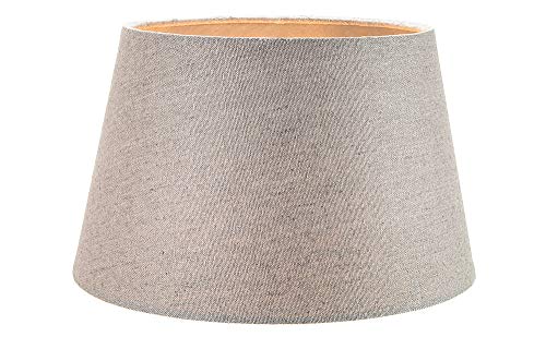 Classic 10 Inch Grey Linen Fabric Drum Table/Pendant Lamp Shade 60w Maximum by Happy Homewares