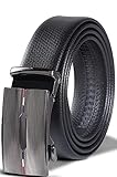 HANCHAO Herren Gürtel Ratsche Automatik Gürtel für Männer 35mm Breit Ledergürtel Schwarz 951-135CM