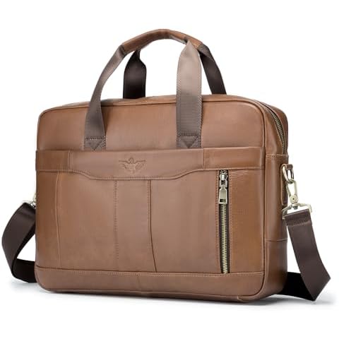 SPAHER Men's Leather Laptop Briefcase Cover