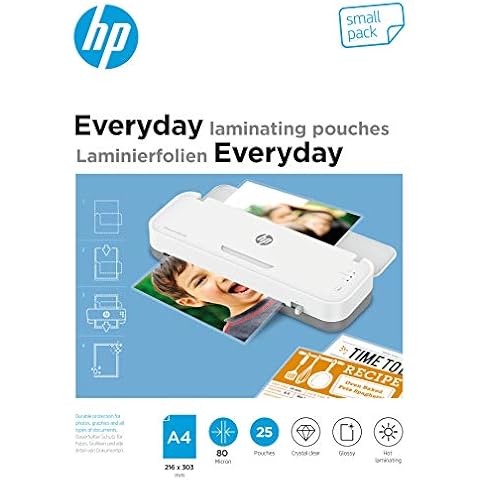 HP Everyday Laminierfolien, DIN A4, 80 Micron, glänzend, transparent, zum Heißlaminieren Cover