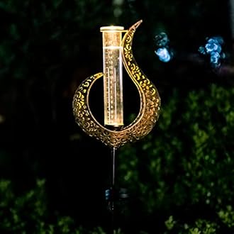 Venniy Rain Gauge Outdoor Decorative, Solar Garden Rain Gauge, 7" Capacity Glass Tube Metal Flame Shape for Garden Yard Lawn