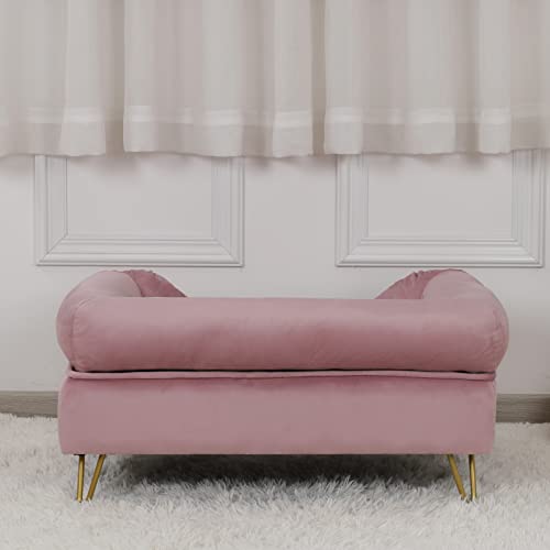 Dog Couch For Small Pet,Dog Sofas And Chairs,Dog Beds With Soft Velvet Fabric,Wooden Frame Cat Bed,Pet Sofa Bed For Medium Dog Rest Using,Pink #TOP7