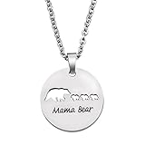 KUIYAI Sweet Mama Bear Round Pendant Necklace for Mother Grandma£¨3 cubs round£©