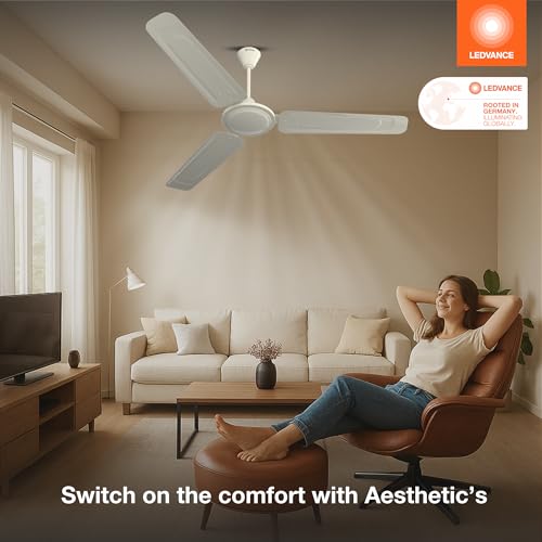 Image of LEDVANCE Windy Ceiling Fan 1200mm | 400 RPM Speed | Low Power Consumption | Higher Air Delivery | BEE Star Rated | Heavy Motor | Suitable for Room, Schools & Offices | 2 Year Warranty - Ivory