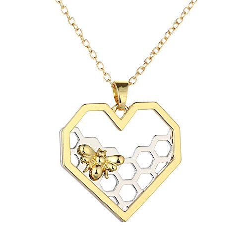 Collar con colgante de abeja en forma de corazón con forma de panal, cadena de clavícula, boda, fiesta, joyería de San Valentín, regalos para mujeres, adolescentes y niñas, estilo 2 rentable y .