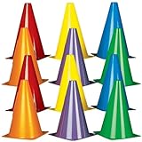 Dazzling Toys Assorted Colors Plastic Indoor/Outdoor Flexible Cone Traffic Cones - Pack of 12 7 Inch Cones