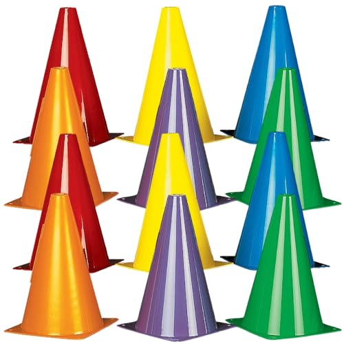 Fun Express Plastic Traffic Cones - 12 Pieces - Educational and Learning Activities for Kids