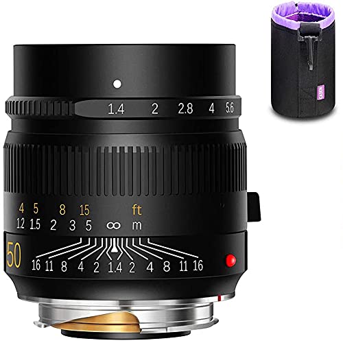 TTartisan 50mm F1.4 Manual Focus Full-Frame Format Standard & Medium Telephoto Lens Compatible with Leica M-Mount, Leica M240, Leica M3, Leica M6, Leica M7, Leica M8, Leica M9, M9p, M10