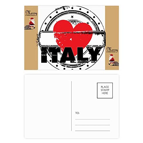 Cartes postales cœur Père Noël I Love Italy pour correspondances de Noël