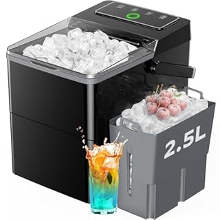 Silonn Ice Maker Countertop with Expandable 2.5L Ice Basket & 1.8L Water Tank, 9 Bullet Ice Cubes in 6 Mins, Portable Ice Maker with LED Touch Control, Self-Cleaning, 2 Ice Sizes for Home Kitchen
