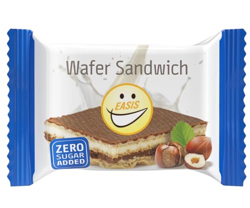 EASIS Knusprige Waffel Sandwich Ohne Zuckerzusatz | Waffelschnitte mit Milchschokolade, Haselnusscreme & Vanillecreme | Kalorienarme Süßigkeiten | Waffel Kekse mit Hohem Ballaststoffgehalt | 3x25g