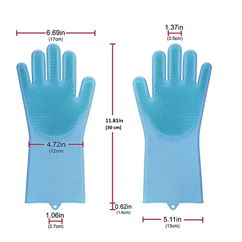 Image of Magic Silicone Cleaning Hand Gloves for Kitchen Dishwashing and Pet Grooming, Washing Dish, Car, Bathroom (multicolor) (C)(pack of)